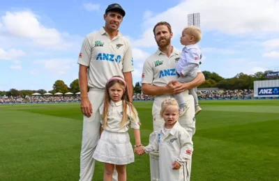 NZ vs AUS: टिम साउथी और केन विलियमसन ने 100वें टेस्‍ट का मनाया अनोखा जश्‍न, अपने बच्‍चों के साथ मैदान पर आए