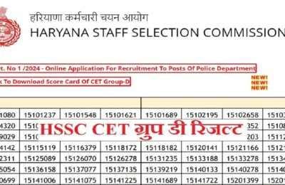हरियाणा ग्रुप डी परीक्षा परिणाम घोषित, ये रहे 13657 पदों के लिए चयनित उम्मीदवारों के रोल नंबर