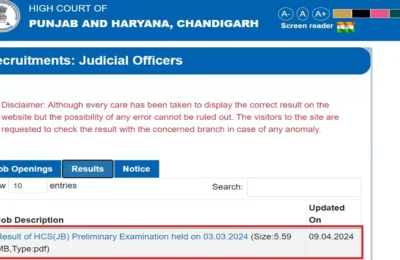 घोषित हुए हरियाणा HCS न्यायिक प्रारंभिक परीक्षा परिणाम, इस लिंक से देखें रोल नंबर