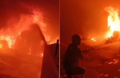 जंगल की आग से वेडिंग हॉल जलकर हुआ राख, फायर ब्रिगेड को चार घंटे लगे आग बुझाने में