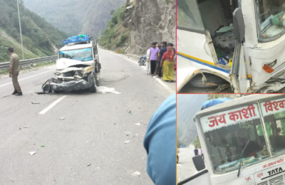 बदरीनाथ हाईवे पर बड़ा सड़क हादसा, मैक्स और बस की भिड़ंत, कई यात्री घायल