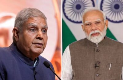 जगदीप धनखड़ का इस्तीफा राष्ट्रपति ने किया स्वीकार, प्रधानमंत्री ने अच्छे स्वास्थ्य की कामना की