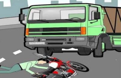 ट्रक की चपेट में आने से बाइक सवार कर्मी की मौत, चालक फरार