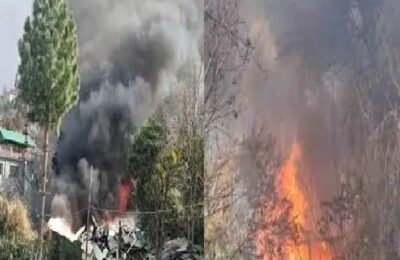 ज्योर्तिमठ में औली रोड के समीप सेना कैंप में लगी अचानक भीषण आग